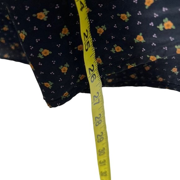 Vintage 90s Banana Republic Dark Blue Micro Floral Long Sleeve Button Up Top Sma - Picture 7 of 9